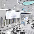 Modern Monitoring Room With High Tech Workstations And Screens