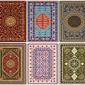 Colorful Square Rugs Featuring Traditional Patterns and Geometric Designs in Multiple Colors 3d model