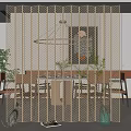 New Chinese-style screen metal screen partition 3d model