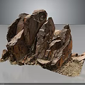 Reddish Brown Natural Stone Featuring Visible Texture Cracks and Soil Gravel Base