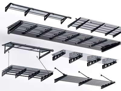 Various Styles Metal Frame Awning With Transparent Panels And Mounting Brackets 3d model