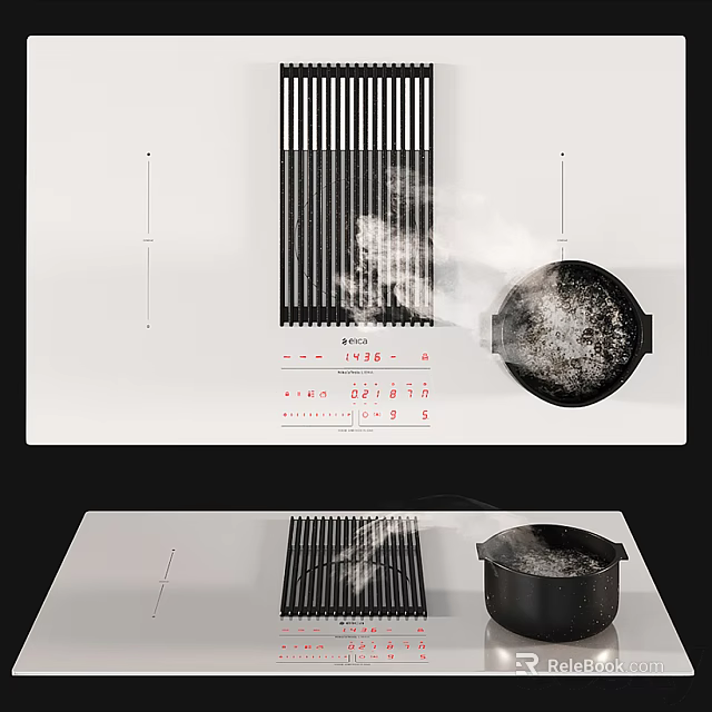 Modern Kitchen Interior With Efficient Range Hood Stove And Cooking Appliances 3d model