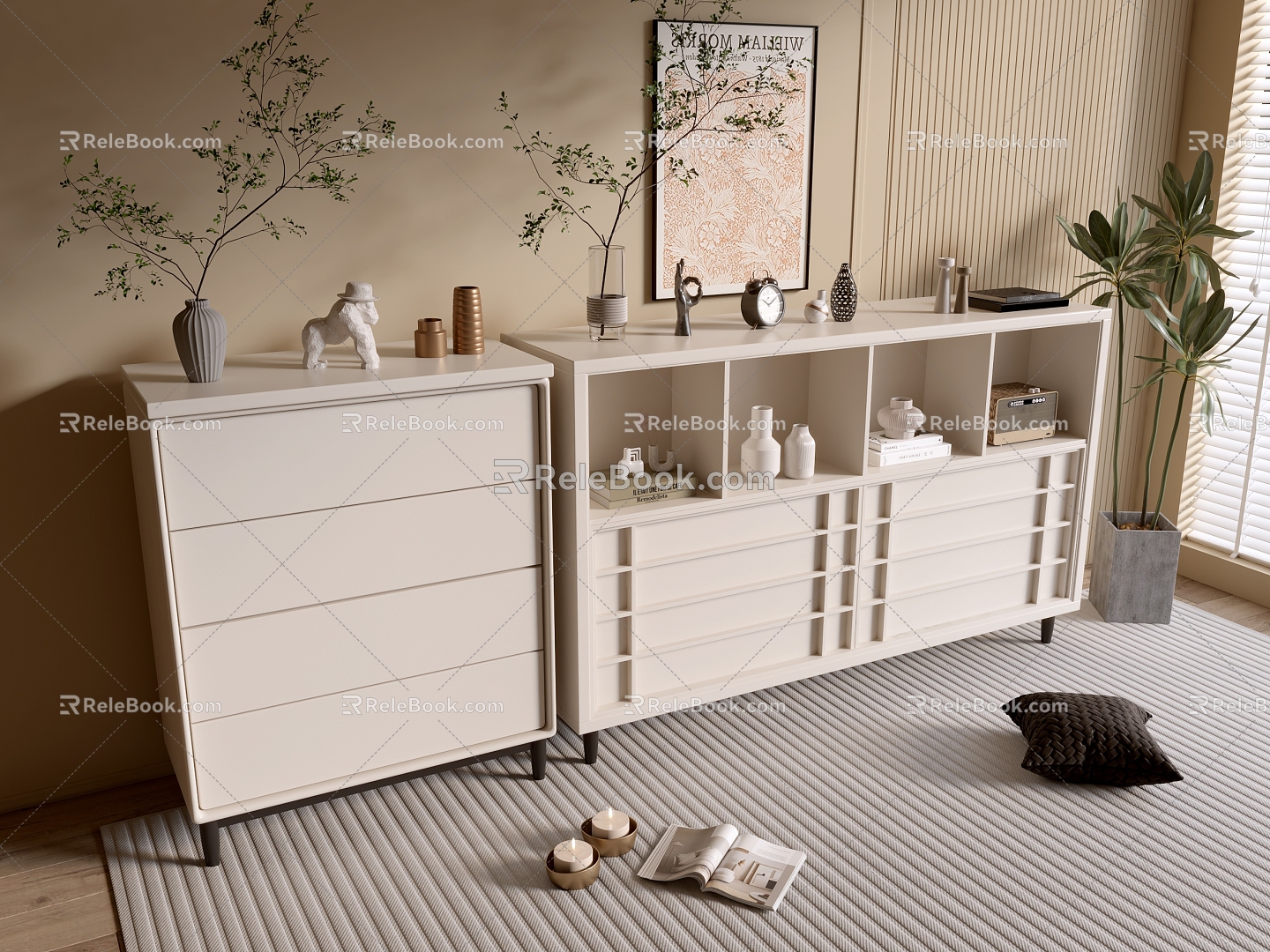 Modern Cream Style Cabinet Whole Cabinet Sideboard Cabinet Balcony Cabinet Storage Cabinet Entrance Cabinet 3d model