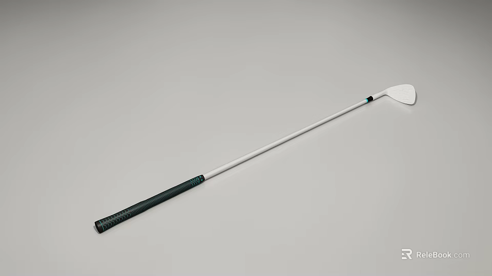 High Quality Golf Club With White Head Black Grip And Silver Shaft Sports Equipment 3d model 
