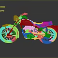 Vintage Pink Motorcycle with Brown Leather Seat Classic Metallic Wheels on Gray Background