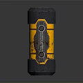 Modern Industrial Black And Yellow Cylinder Mechanical Component With Rustic Details