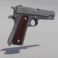 Semi Automatic Handgun With Wooden Grip Metal Body And Classic Design