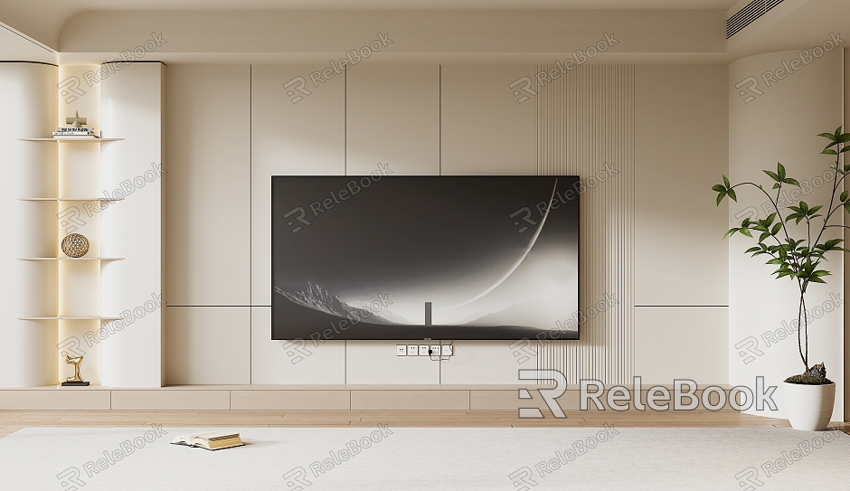 Modern Cream Style TV Background Wall TV Cabinet TV model