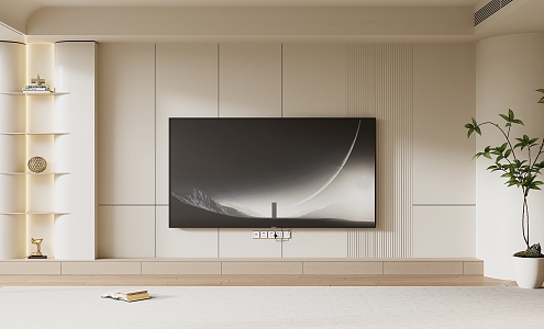 Modern Cream Style TV Background Wall TV Cabinet TV 3d model