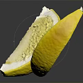 Two Fresh Juicy Lemon Slices on Black Background With Shiny Reflection