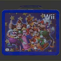 Blue Storage Box with Colorful Cartoon Characters and WII Logo for Organizing Items