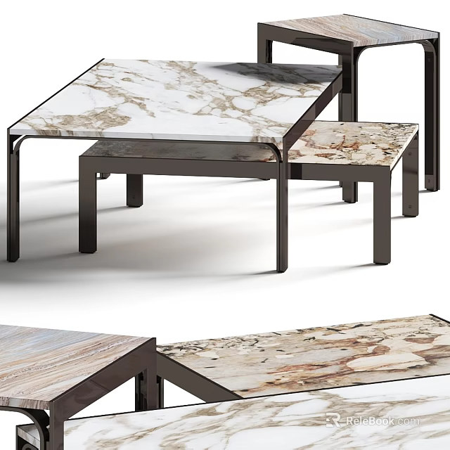 Modern Coffee Table With Marble Surface And Sleek Contemporary Design 3d model 