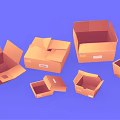 Assorted Decorative Ornament Sets In Open Cardboard Boxes With Purple Background 3d model