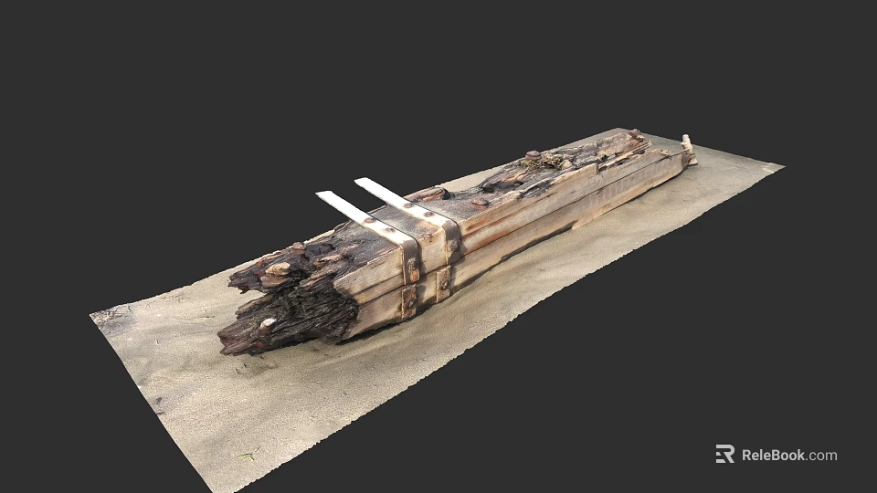 Wood And Stone Decorative Strip With Natural Texture On Light Surface 3d model 