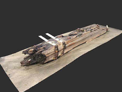 Wood And Stone Decorative Strip With Natural Texture On Light Surface 3d model