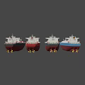 Row of Oil Tanker Ships with Colored Hulls Arranged Side by Side