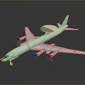 Military AWACS Aircraft Model With Large Radar Dome And Four Propeller Engines