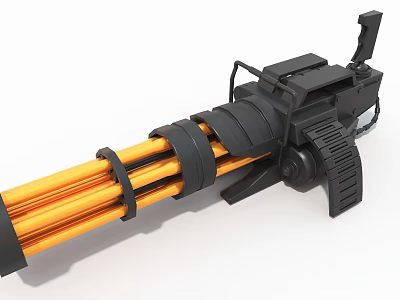 Heavy Duty Industrial Equipment With Multiple Orange Barrels And Black Mechanical Frame 3d model