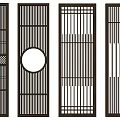 Traditional Wooden Room Dividers With Geometric Patterns And Circular Design Elements 3d model