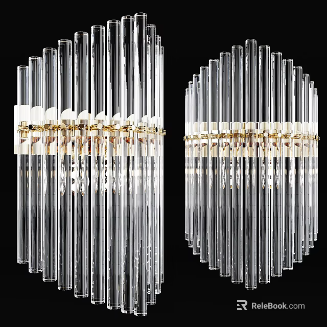 Elegant Modern Wall Sconce With Transparent Tubes And Gold Accents 3d model 