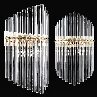 Elegant Modern Wall Sconce With Transparent Tubes And Gold Accents 3d model