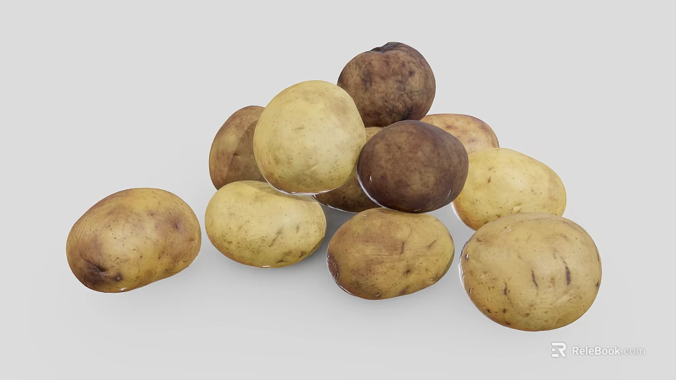 Fresh Pile of Organic Potatoes Featuring Natural Skin Texture and Earthy Colors 3d model 