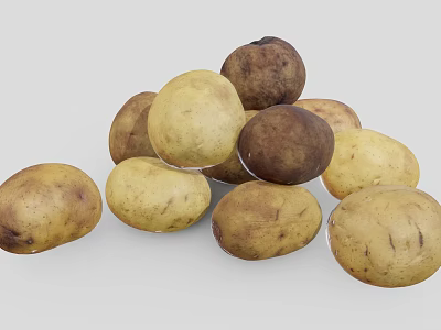 Fresh Pile of Organic Potatoes Featuring Natural Skin Texture and Earthy Colors 3d model
