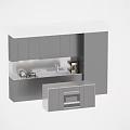 Gray Kitchen Cabinets With Wall Base Units Countertop Sink Faucet Stove And Small Oven Cabinet