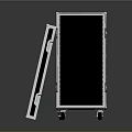 Modern Black Furniture With Silver Frame Open Lid And Wheels At Bottom