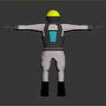 Game and Movie Astronaut Character in White Spacesuit with Blue Glowing Device 3D Standing Pose