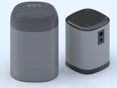 Modern Sleek Dual Gray Audio Speakers With Smooth Surface And Top Control Buttons 3d model