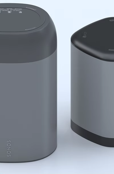 Modern Sleek Dual Gray Audio Speakers With Smooth Surface And Top Control Buttons 3d model