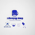 Sleepy Mug Coffee And Dessert Brand Logo With Cup And Dessert Icons