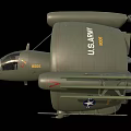 Green Military Helicopter With US Air Force Star Insignia And Missiles