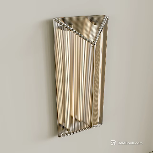 Modern Metal Wall Light With Vertical Stripes And Geometric Frame Design 3d model