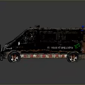Dirty Zombie Response Van With Blue Lights Red White Stripes And Off Road Tires