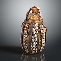 Artisanal Decorative Household Item With Brown And White Shell Decorations And Woven Texture Design