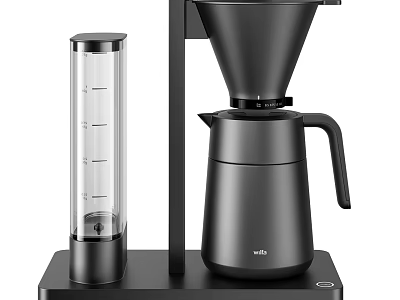 Modern Black Kitchen Coffee Maker With Transparent Water Tank Funnel And Kettle 3d model