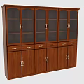 Wooden File Cabinet With Glass Doors And Drawers For Office Storage