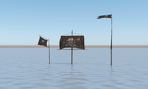 Modern Flag Pirate Flag 3d model