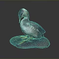 Purple and White Duck Sculpture Standing With Bowing Head On Purple Stone Base