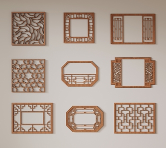 New Chinese-style openwork window grilles 3d model