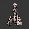 3D Rendered Sci Fi Rocket Model With Striped Patterns And Green Base Lights