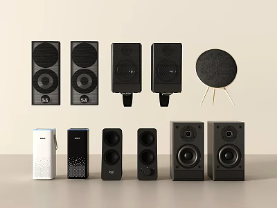 Modern Headphones and Speakers With Various Design Types for Home Audio 3d model