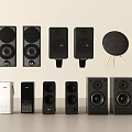 Modern Headphones and Speakers With Various Design Types for Home Audio