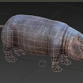 Realistic Detailed 3D Rendered Gray Hippopotamus Standing in Studio Background 3d model