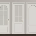 Modern White Hinged Doors With Various Glass Panel Designs And Classic Frames 3d model