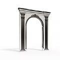 Elegant White Classical Door Arch With Decorative Columns And Carved Top