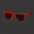 Red Pixel Style Jewelry With Reflective Surface And Modern Fashion Design