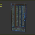 Elegant Brown Frame Swing Door With Green Patterned Panels And Decorative Design 3d model